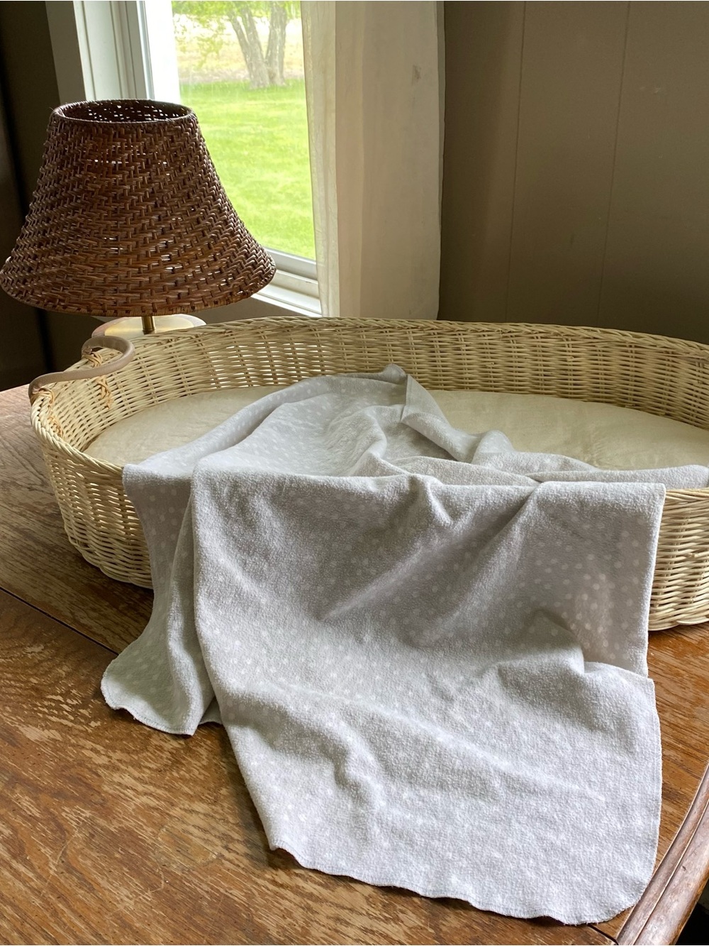 Gerber cotton Baby Blanket grey with white polka dots